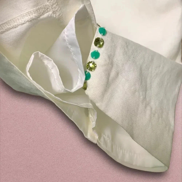 Ruby Rd Linen Blend Crop Straight Leg Pants Beaded Split Hem Plus Size 18W White - Picture 12 of 16